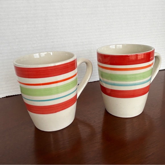 Royal Norfolk Coffee Mug Retro Striped Design Multi-colour Set of 2 - Picture 2 of 10